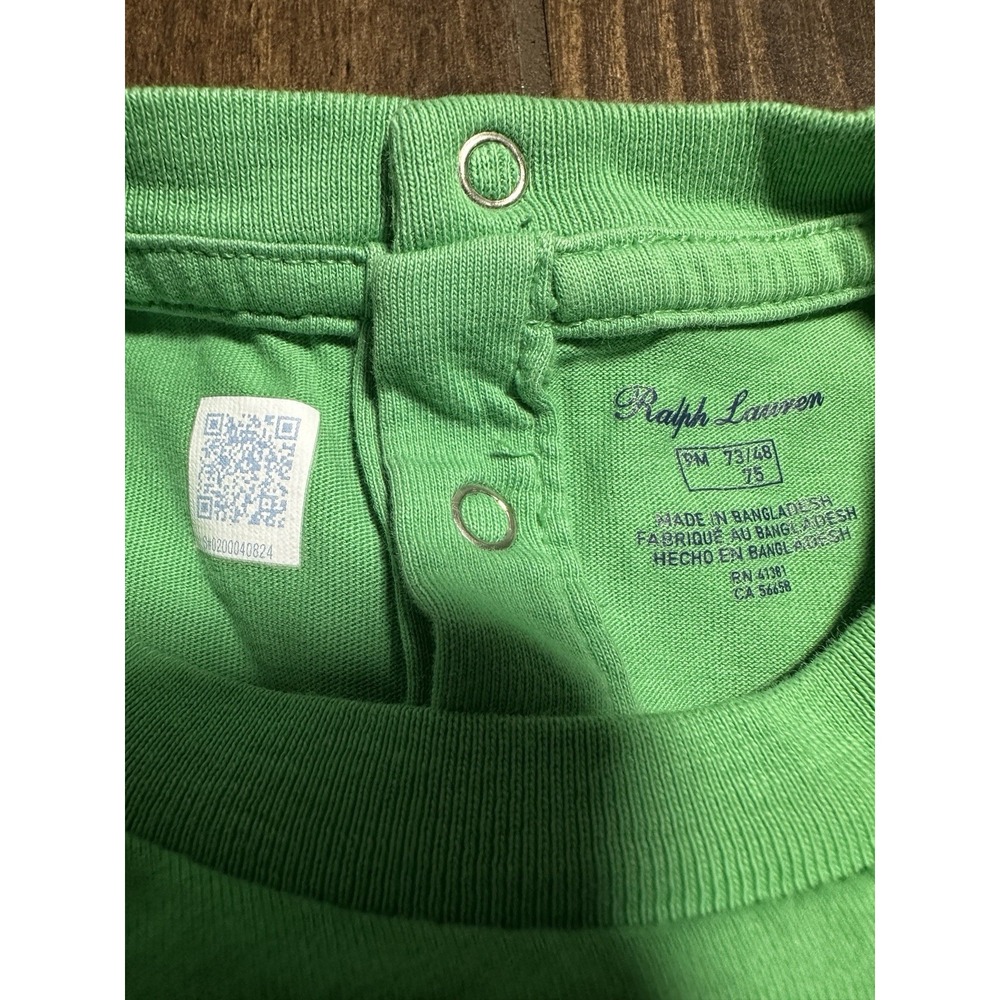 Ralph Lauren Polo Bear Striped Cotton Jersey Baby Romper Shortall - Size 9M - Picture 4 of 5